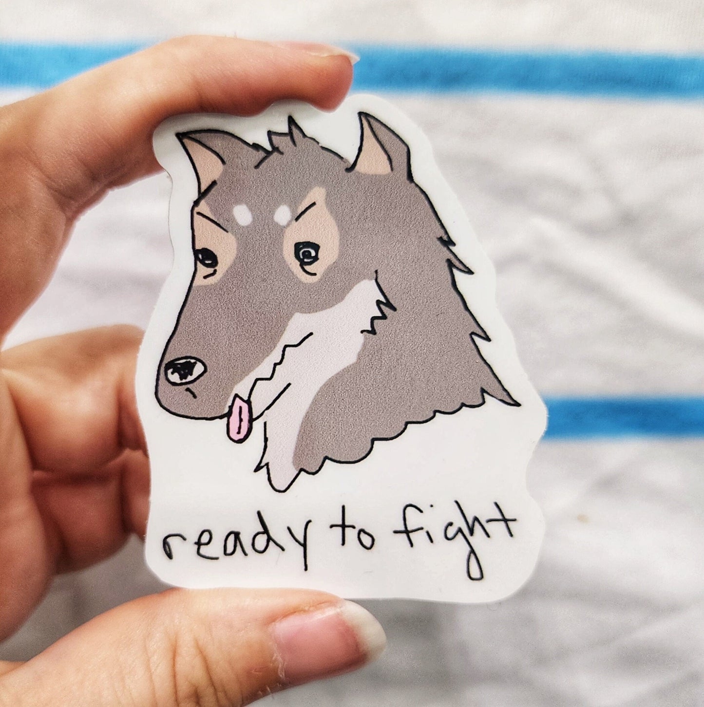 Ready to Fight Motivational Wolf Vinyl Die-Cut Sticker