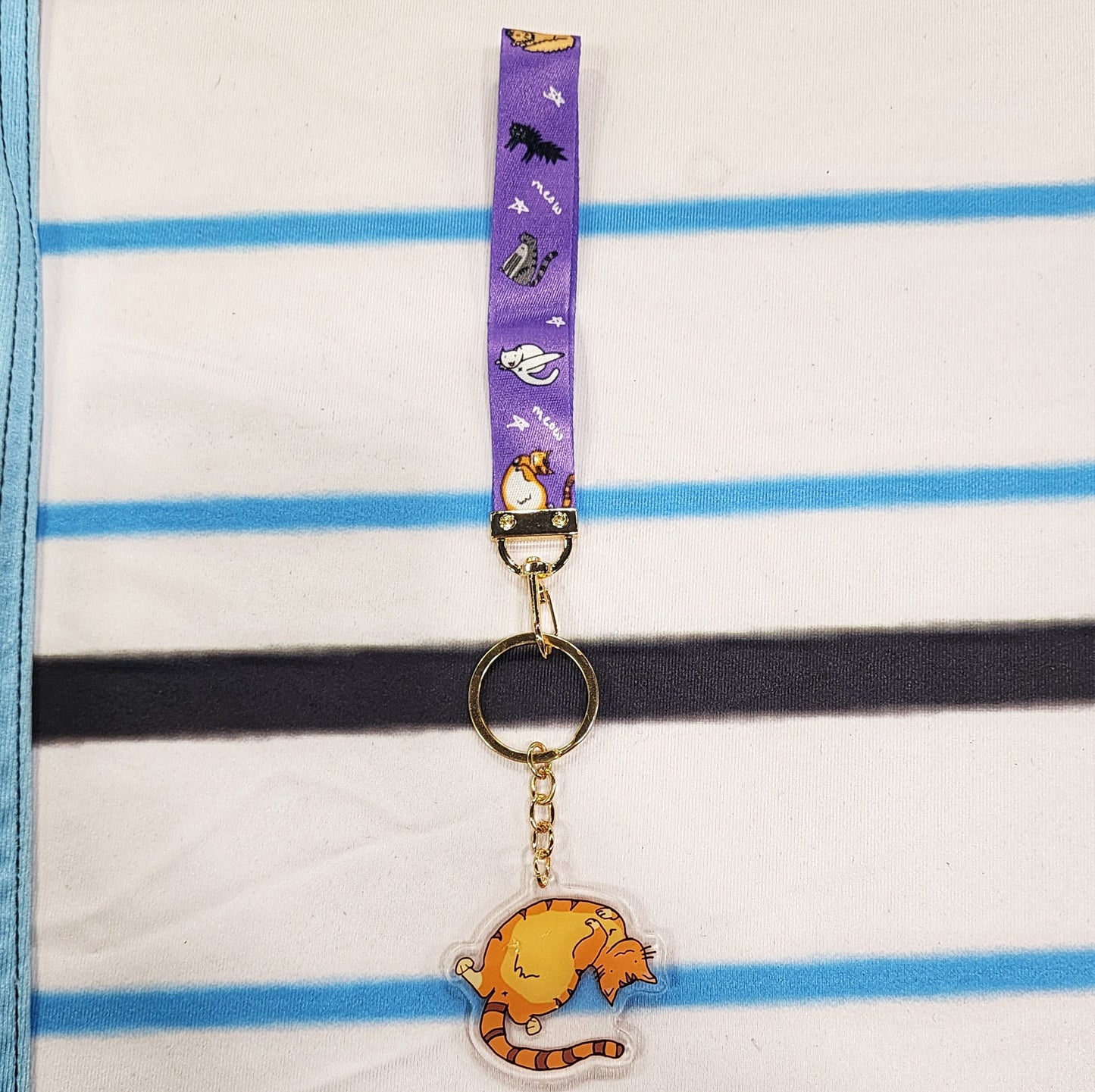 Purple Cat Meme Keychain Nylon Lanyard