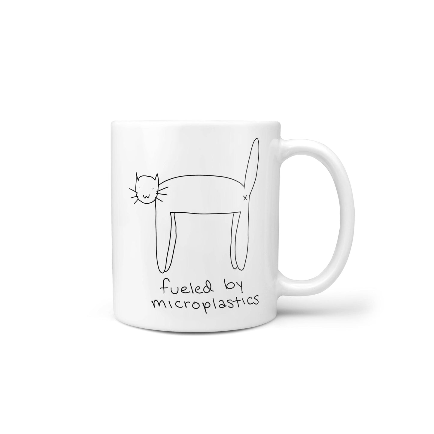 Fueled By Microplastics Cat Novelty Meme Mug