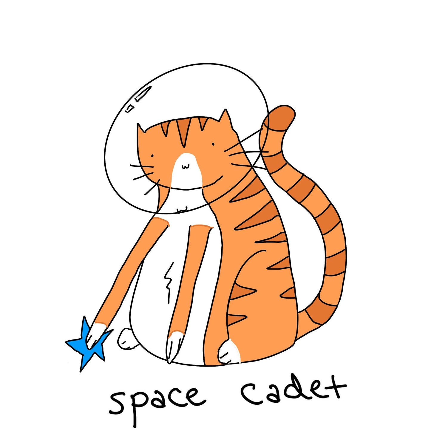 Space Cadet Orange Tabby Cat Button: Funny Cat Lover Gift (1.25")