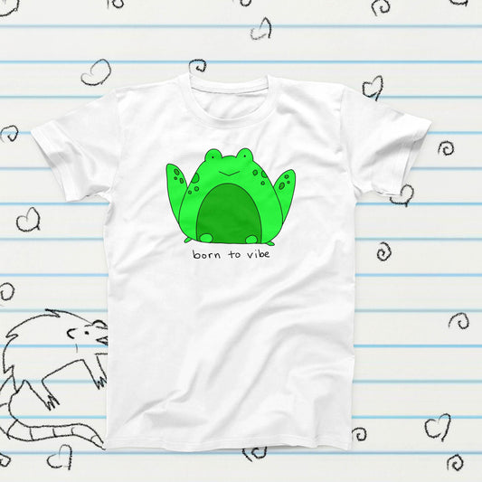 Born to Vibe Green Frog Graphic T-Shirt, Meme Fan Gift