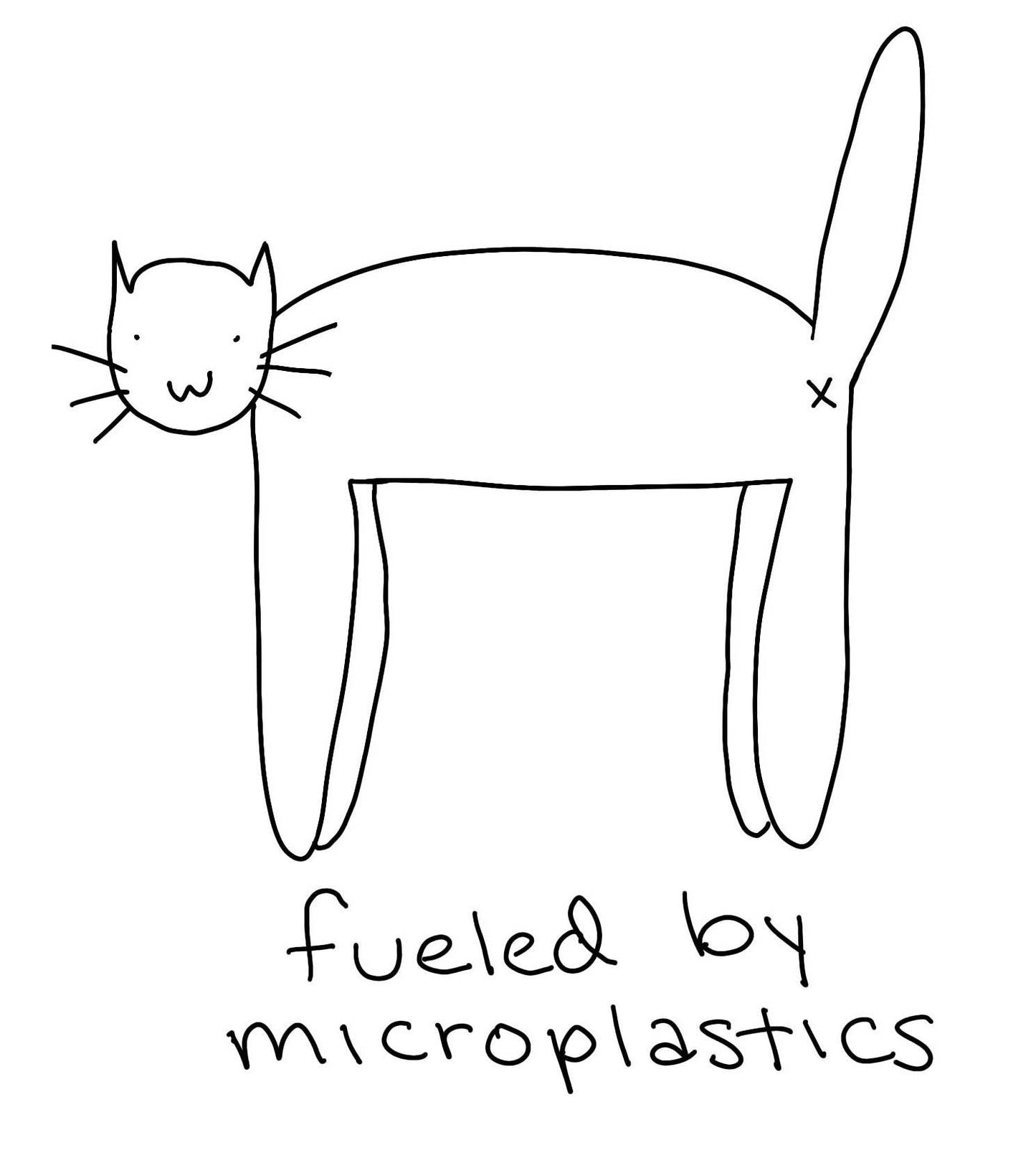 Fueled by Microplastics Cat Meme Button: Funny Ironic Cat Pin (1.25")