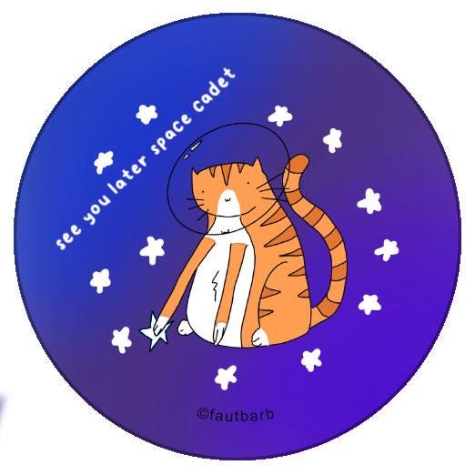 Space Cadet Orange Tabby Cat Button: Funny Cat Lover Gift (1.25")