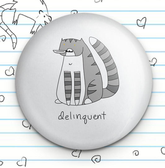 Delinquent Knife Cat 1.25" Button