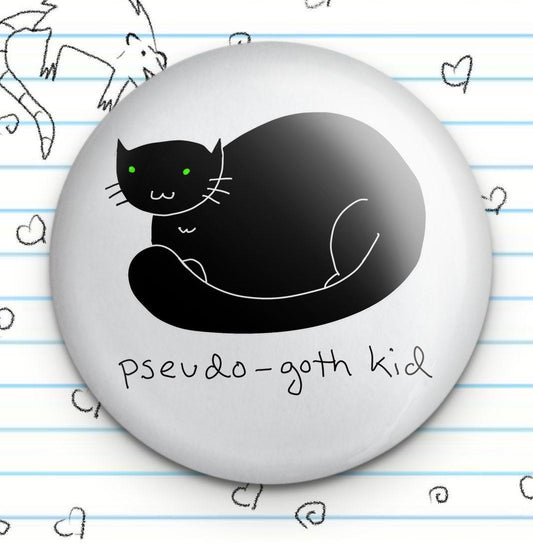Psuedo-Goth Kid Cat 1.25" Button