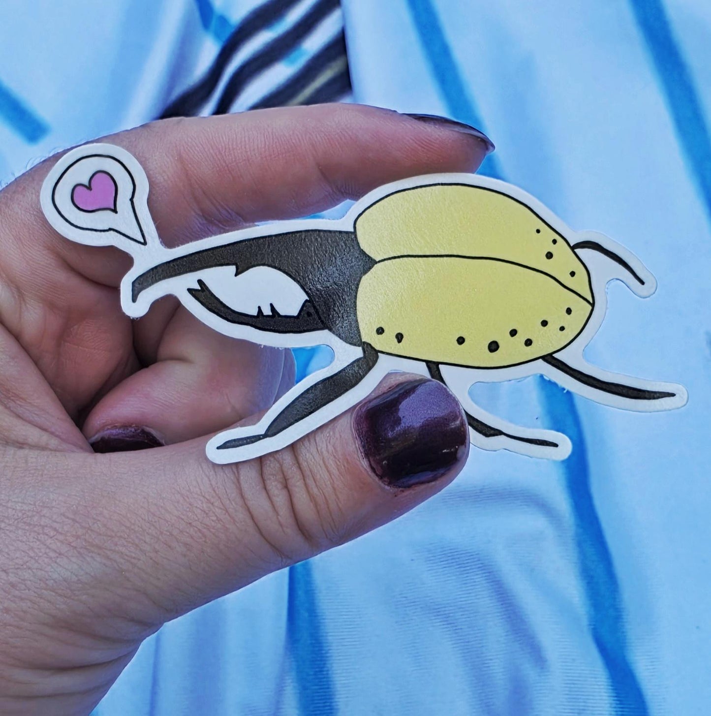 Hercules Beetle Heart Vinyl Die-Cut Sticker