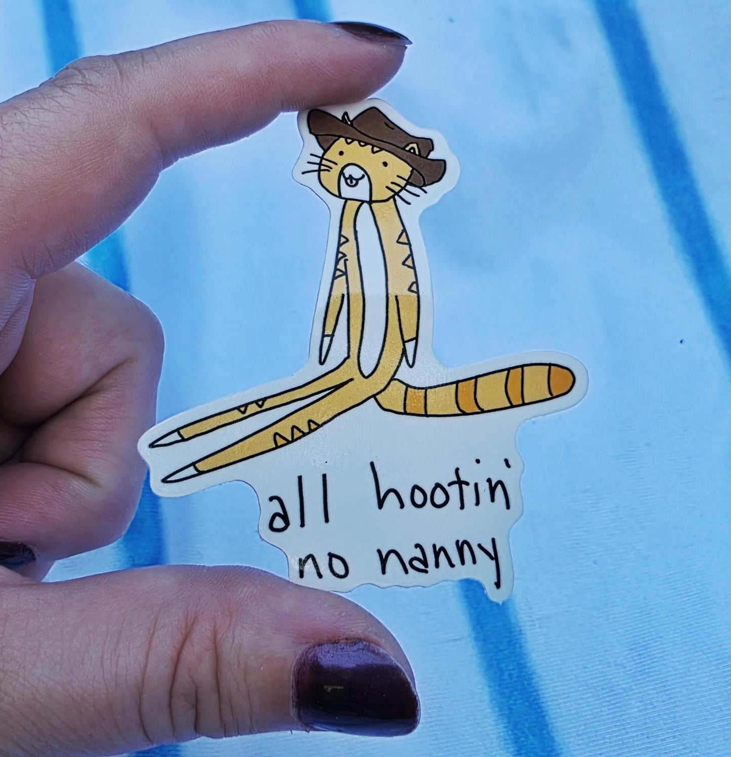 All Hootin No Nanny Meme Vinyl Die-Cut Sticker