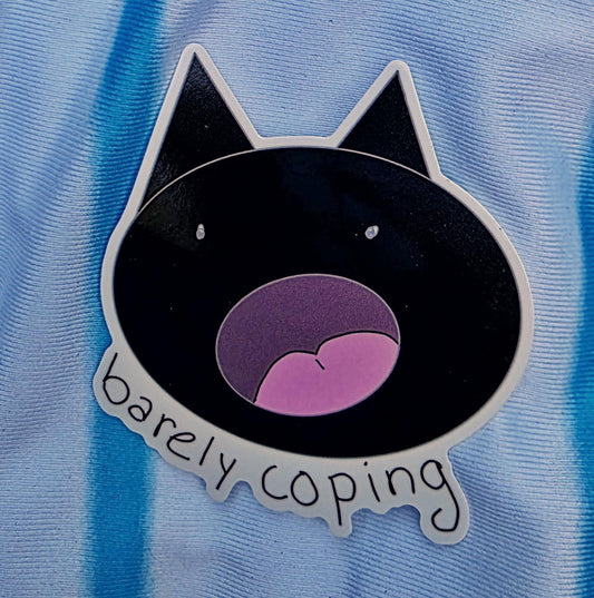 Barely Coping Meme Vinyl Die-Cut Sticker