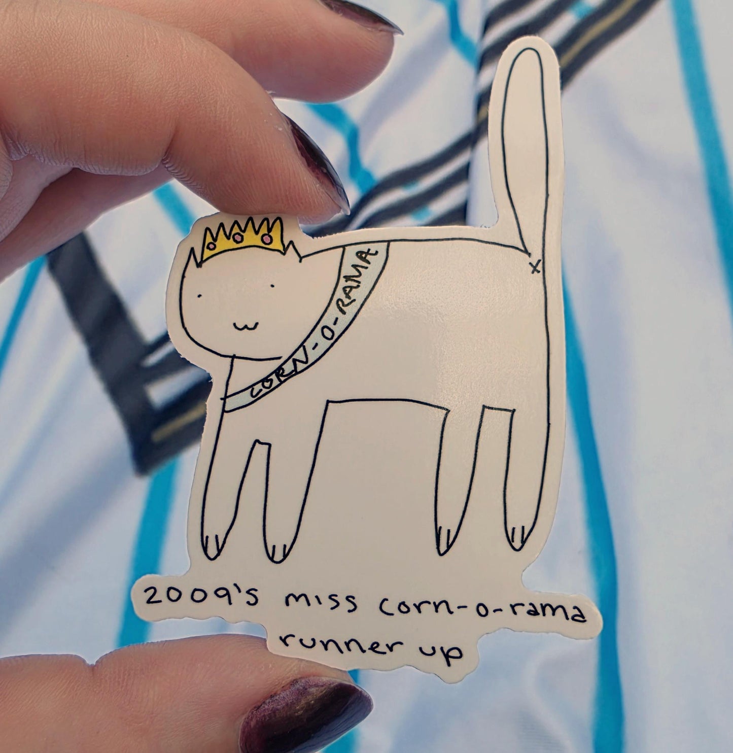 Corn-o-rama Runner Up White Cat Vinyl Die-Cut Sticker