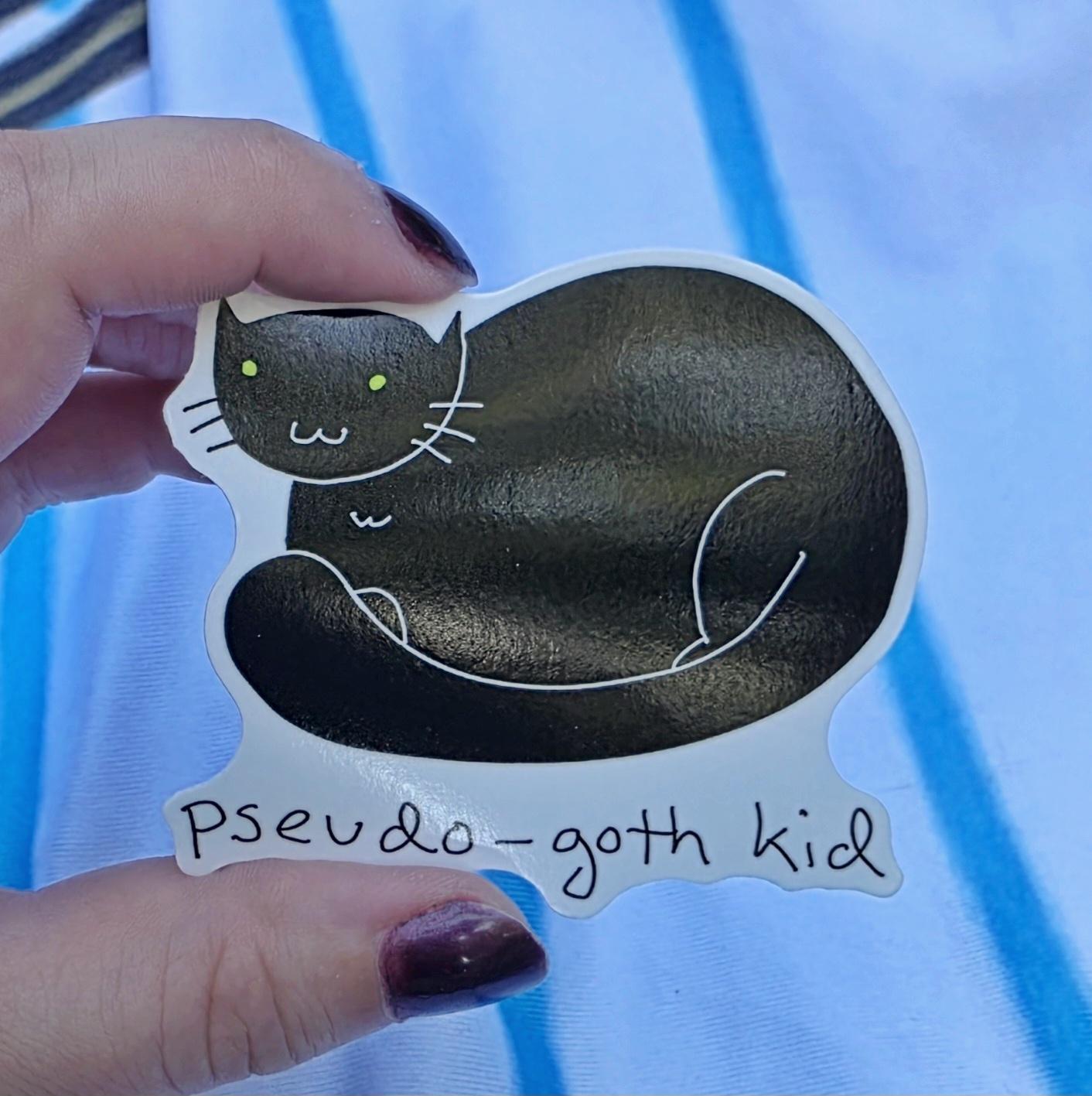 Pseudo Goth Kid Black Cat Meme Vinyl Die-Cut Sticker