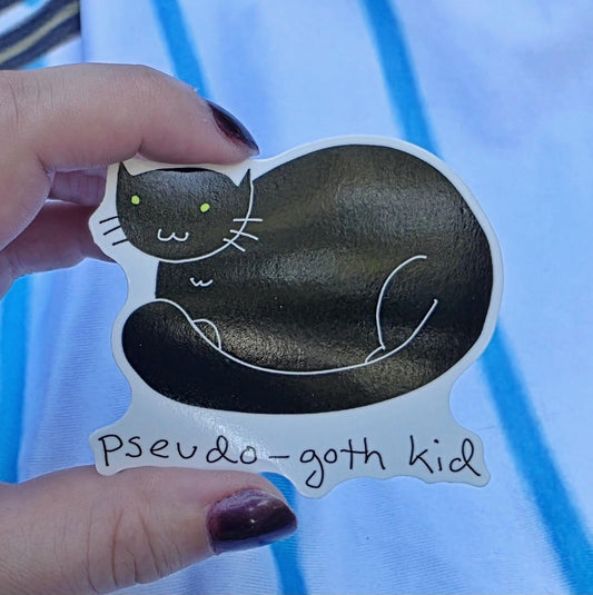 Pseudo Goth Kid Black Cat Meme Vinyl Die-Cut Sticker