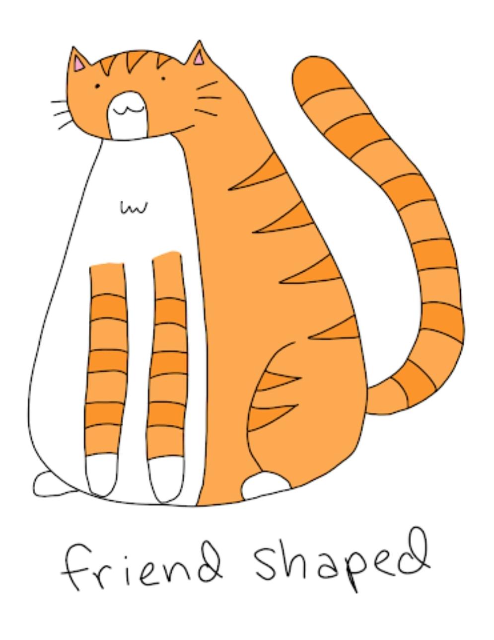 Friend Shaped Orange Tabby Cat Meme Vinyl Die-Cut Sticker
