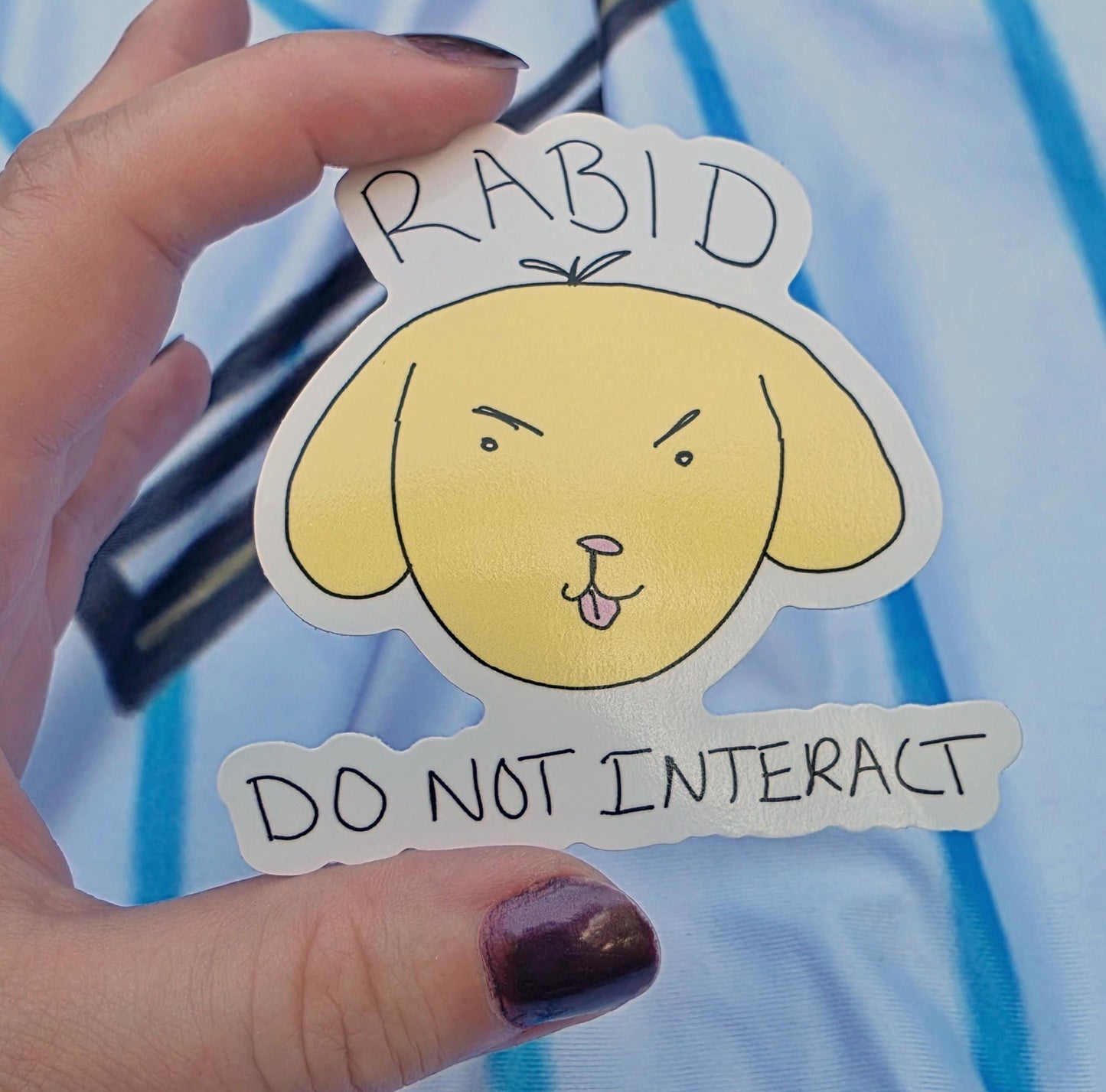 Rabid Do Not Interact Dog Meme Vinyl Die-Cut Sticker