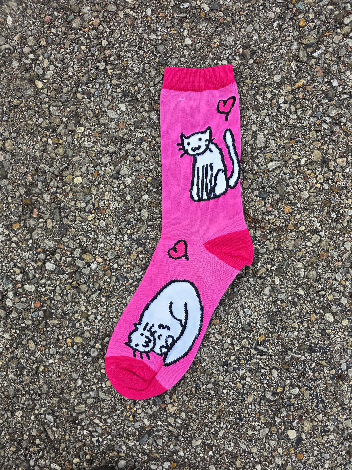 Pink Cat Woven Socks: Funny Unisex Cotton Blend Socks