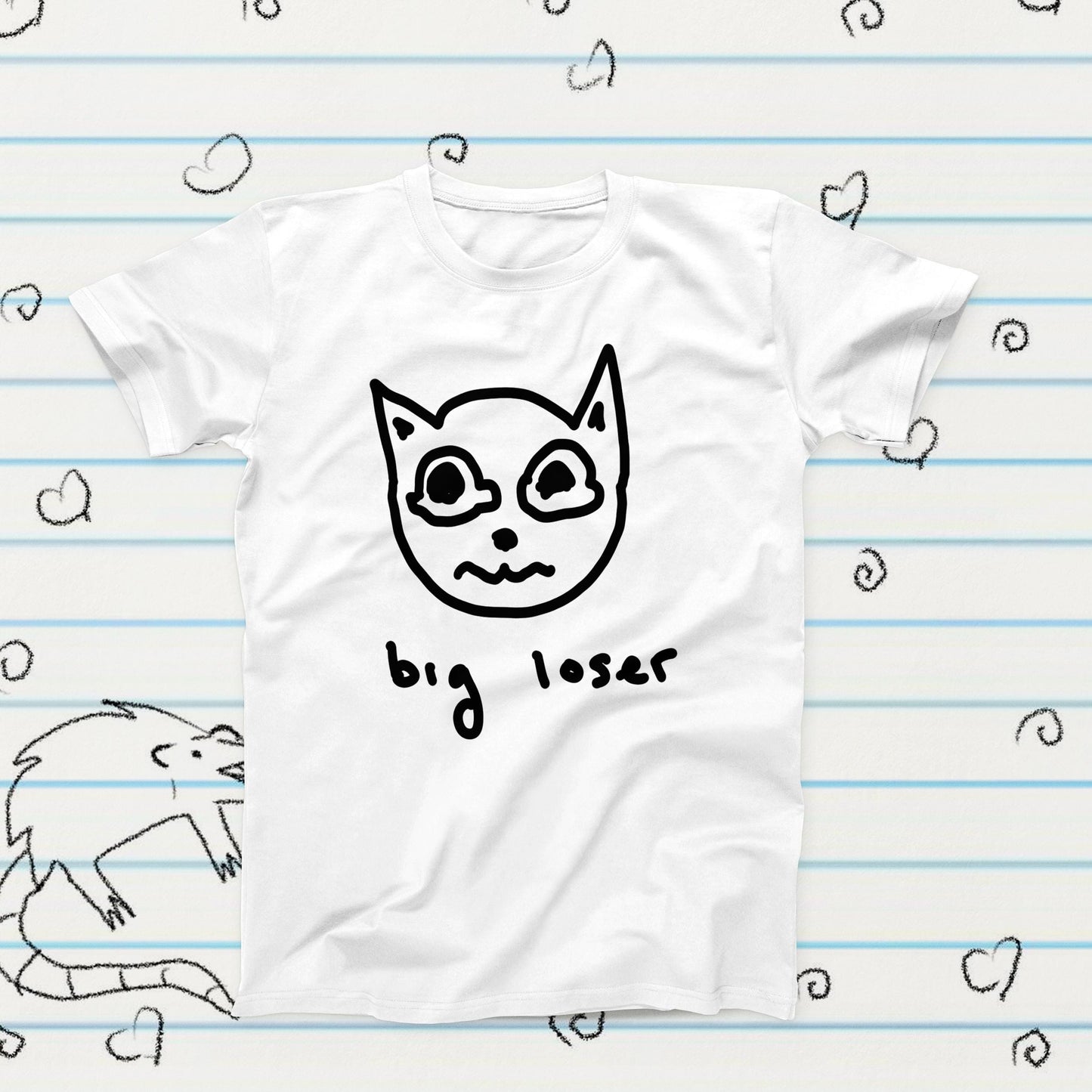 Big Loser Crying Cat Novelty Meme T-Shirt, Sublimation Tshirt Gift, Graphic Tshirt, Cat Meme Merch, Funny Kawaii Tshirt