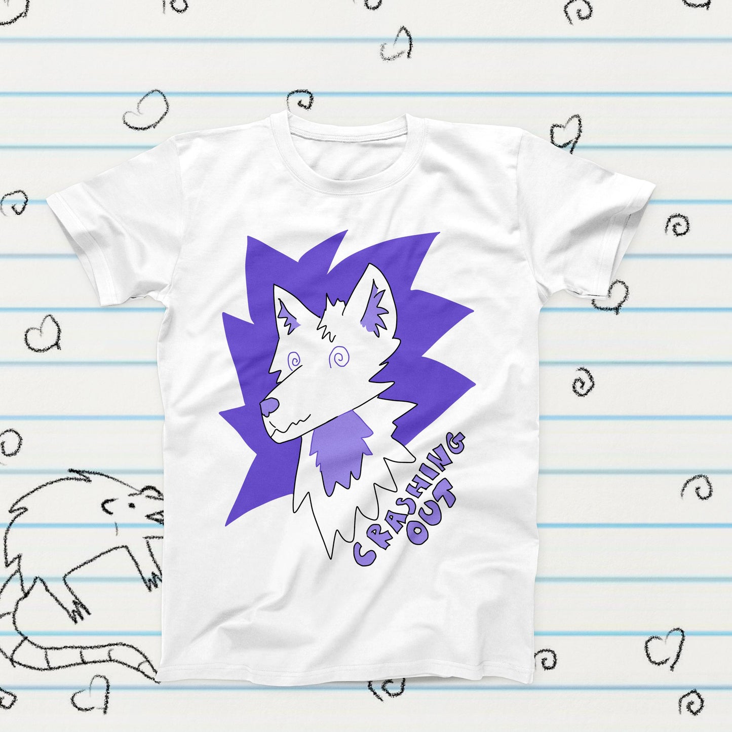 Crashing Out Wolf Novelty Meme T-Shirt, Sublimation Tshirt Gift, Graphic Tshirt, Furry Meme Merch, Funny Kawaii Tshirt