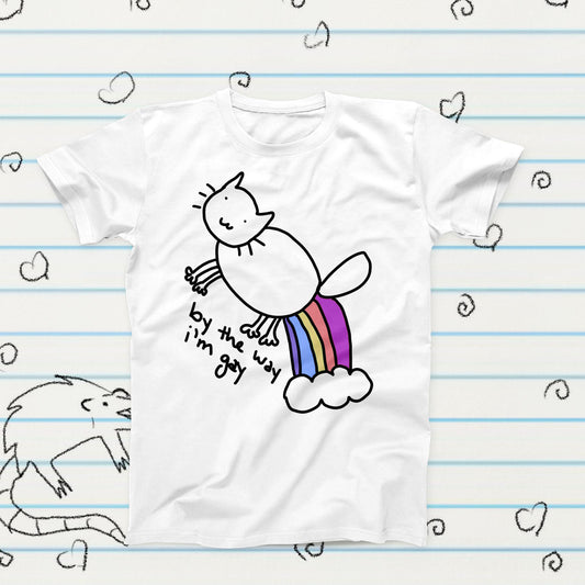 By The Way I'm Gay Cat Meme T-Shirt, Funny Kawaii Graphic Tee