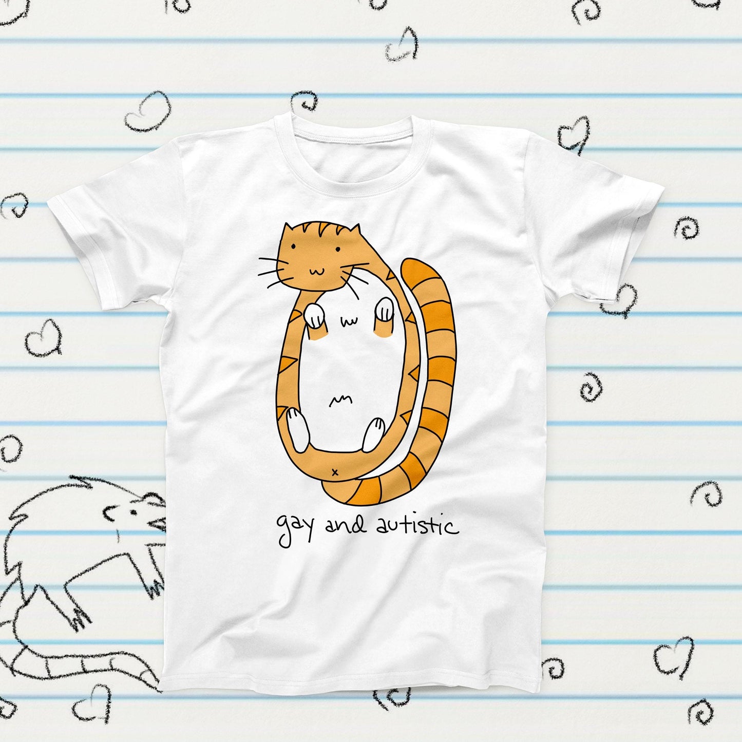 Gay and Autistic Cat Meme T-Shirt, Funny Kawaii Graphic Tee