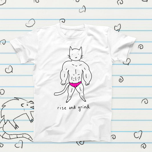 Rise And Grind Cat Meme T-Shirt, Funny Kawaii Graphic Tee