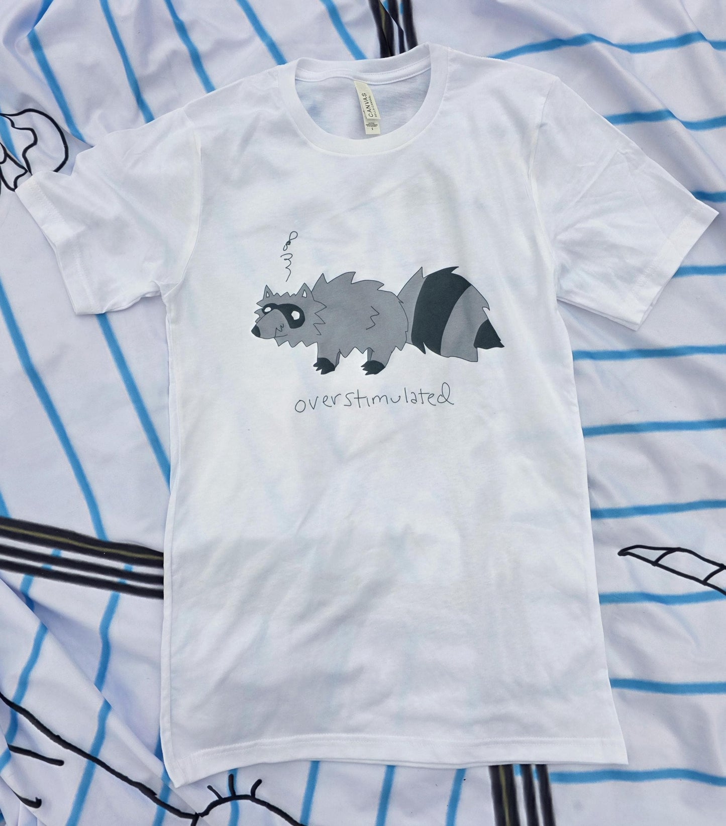 Overstimulated Raccoon Graphic T-Shirt, Funny Meme Tee