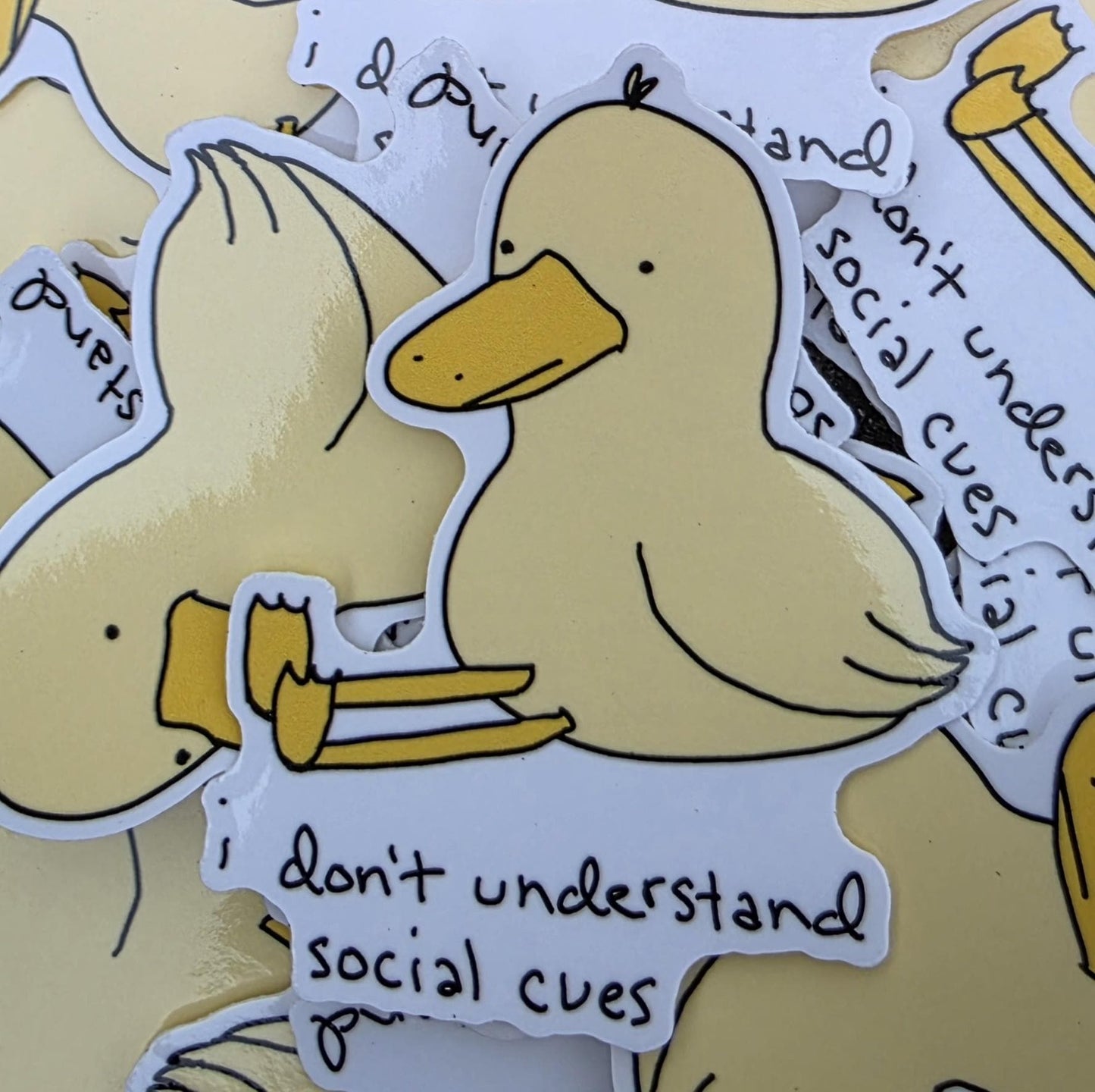 I Don't Understand Social Cues Duck Meme Vinyl Die-Cut Sticker