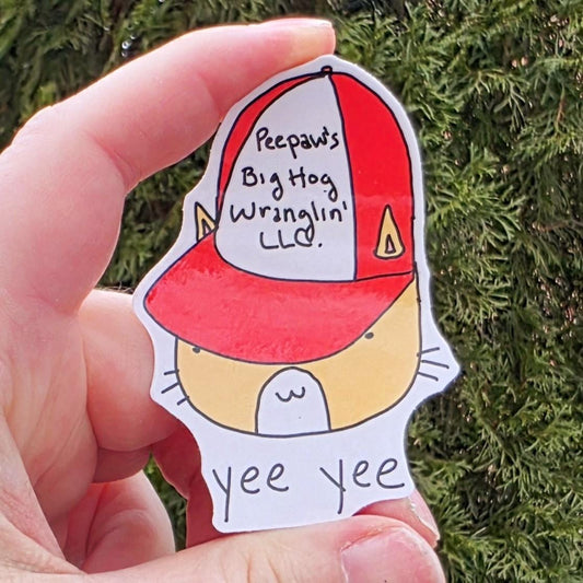 Yee Yee Orange Tabby Trucker Hat Meme Vinyl Die-Cut Sticker