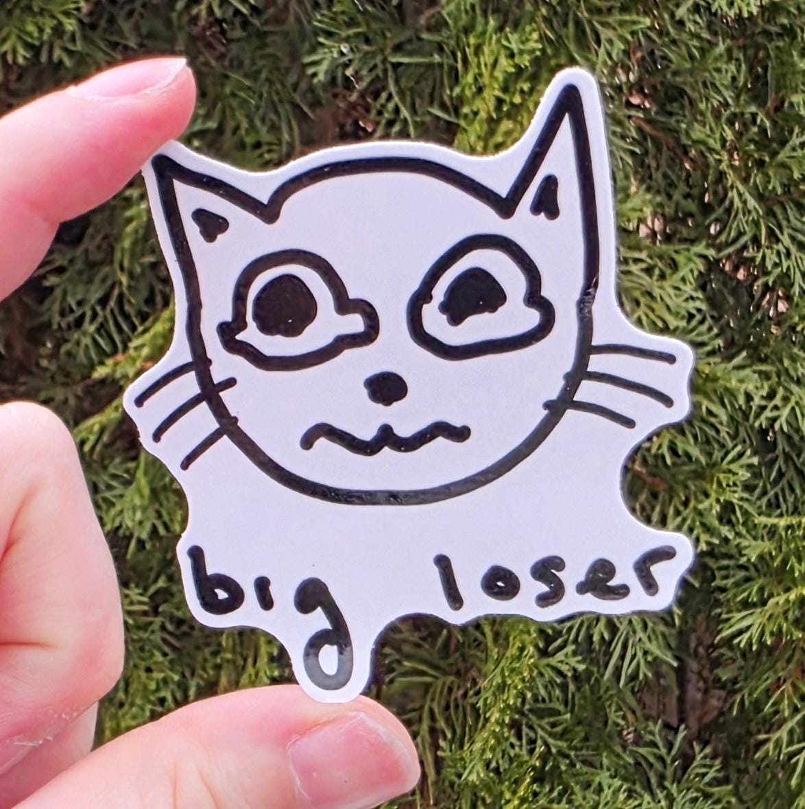 Big Loser White Cat Meme Vinyl Die-Cut Sticker