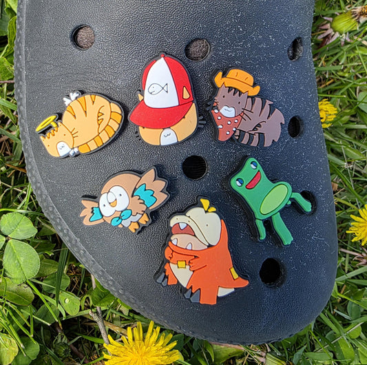 Funny Doodle Shoe Charms: Cat, Possum, Video Game PVC Charms
