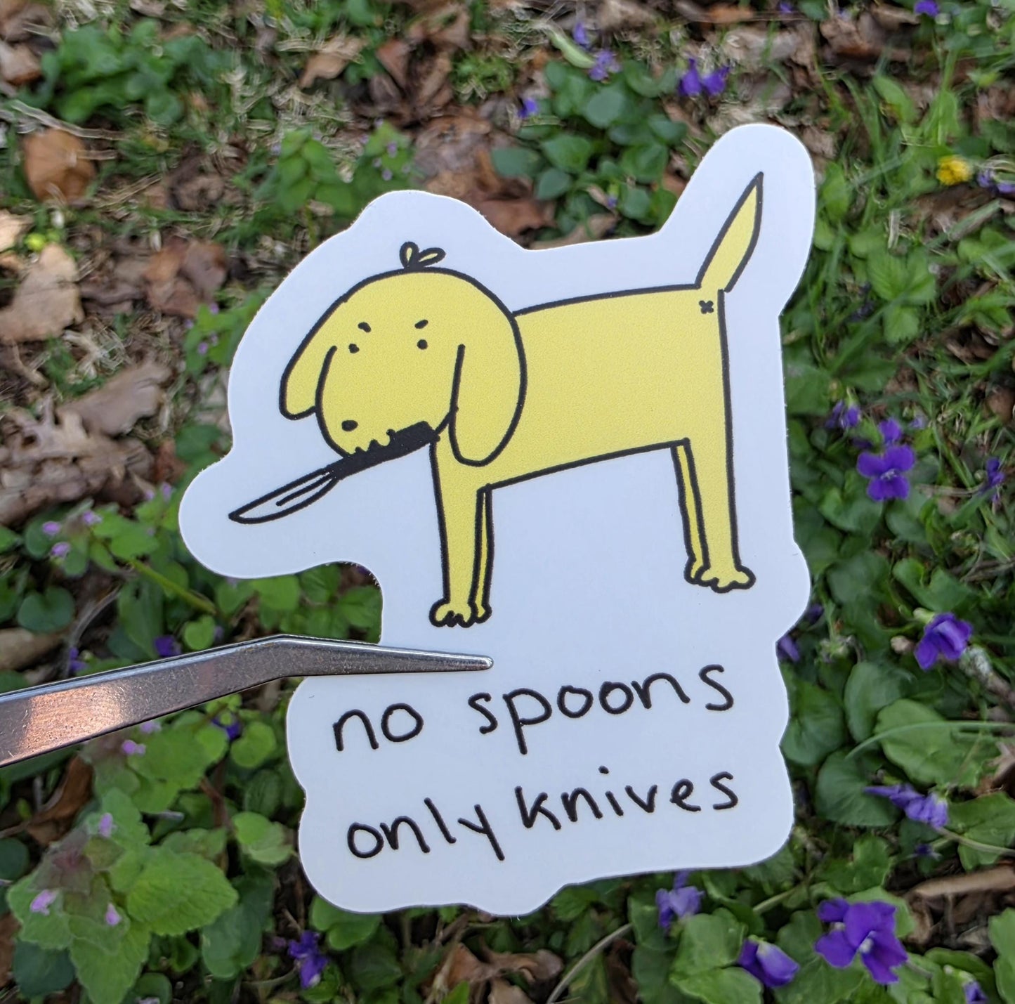 No Spoons Only Knives Dog Meme Vinyl Die-Cut Sticker