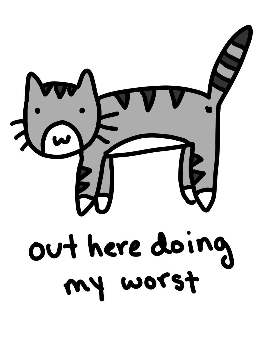Out Here Doing My Worst Cat Meme Vinyl Die-Cut Sticker