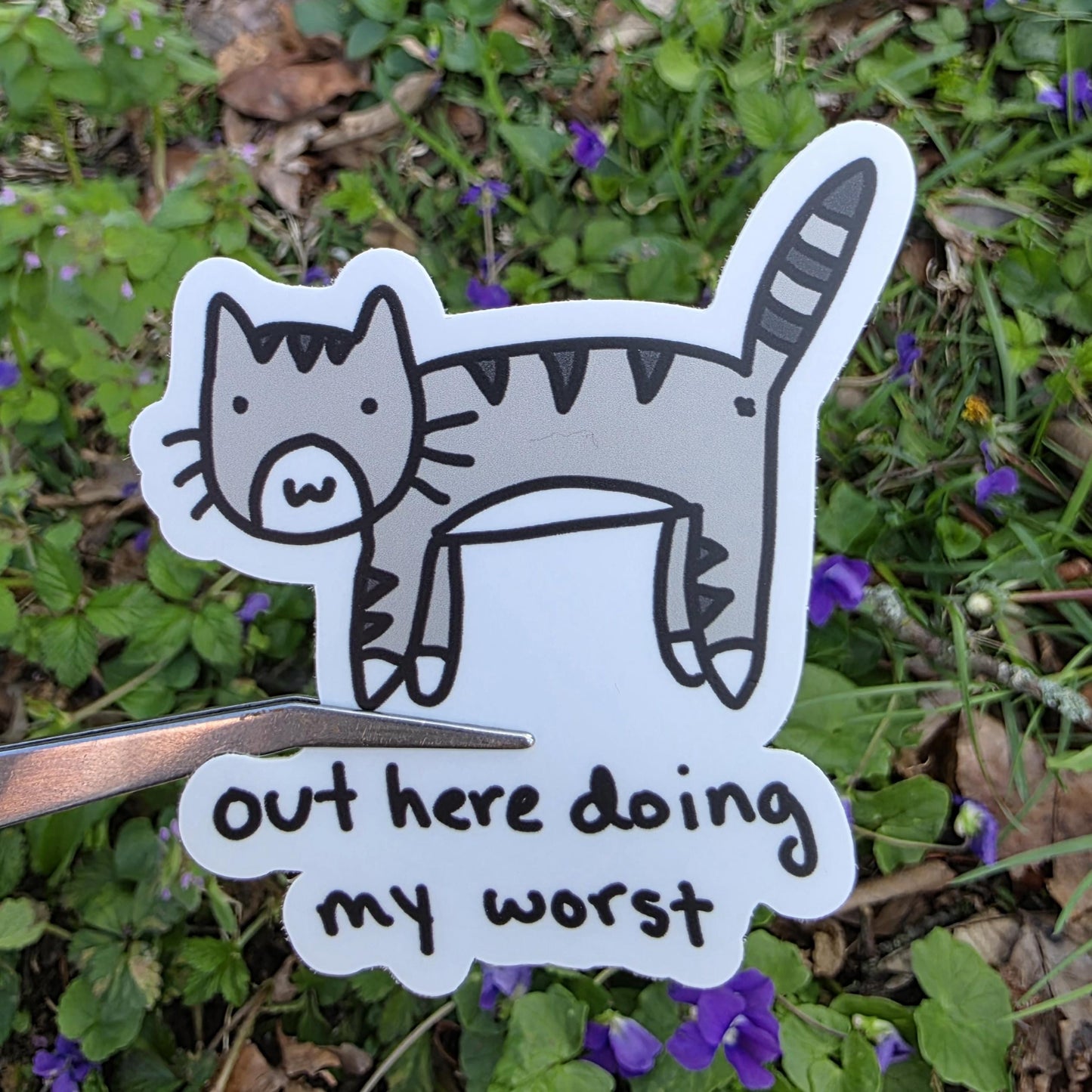 Out Here Doing My Worst Cat Meme Vinyl Die-Cut Sticker
