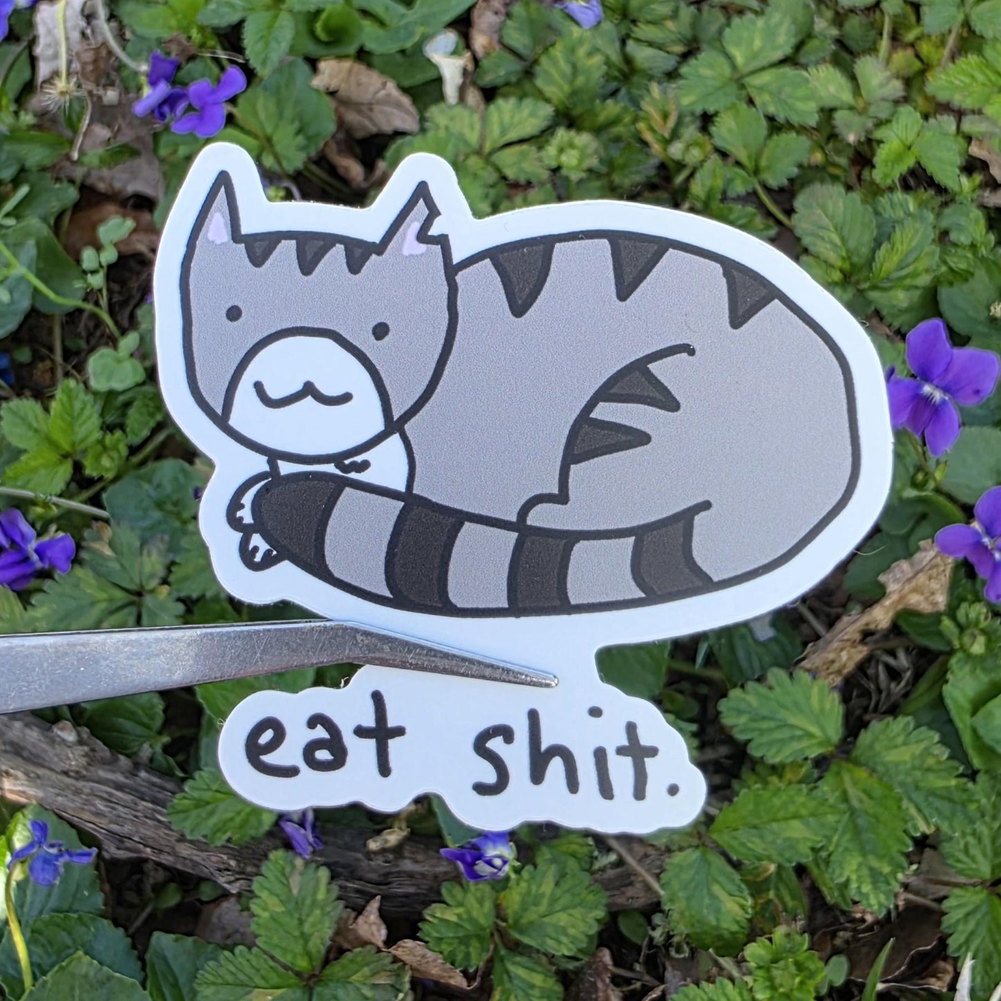 Eat Shit Cat Meme Vinyl Die-Cut Sticker