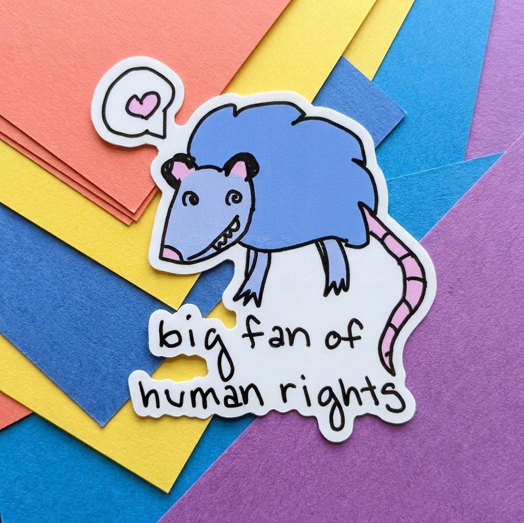 Big Fan Of Human Rights Possum Meme Vinyl Die-Cut Sticker
