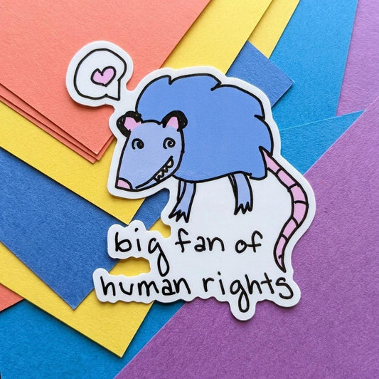 Big Fan Of Human Rights Possum Meme Vinyl Die-Cut Sticker