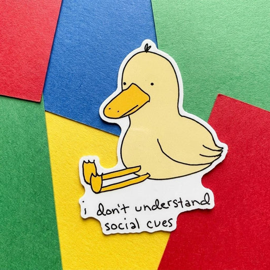 I Don't Understand Social Cues Duck Meme Vinyl Die-Cut Sticker