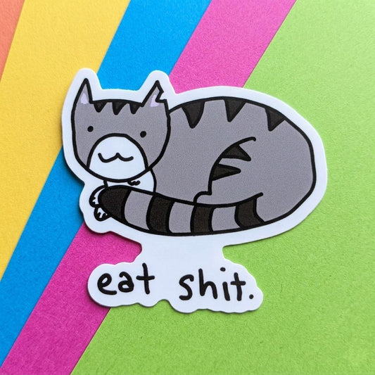 Eat Shit Cat Meme Vinyl Die-Cut Sticker