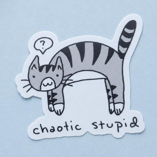 Chaotic Stupid Cat Meme Vinyl Sticker
