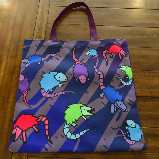 Purple Possum Opossum Party Pattern Tote Bag