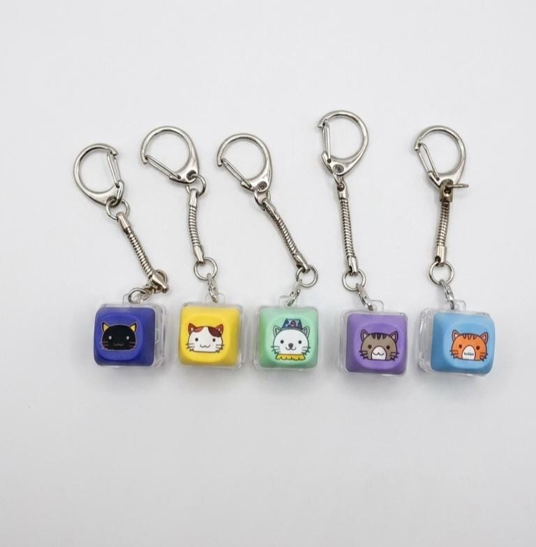 Cat Meme One Key Keycap Fidget Keychain