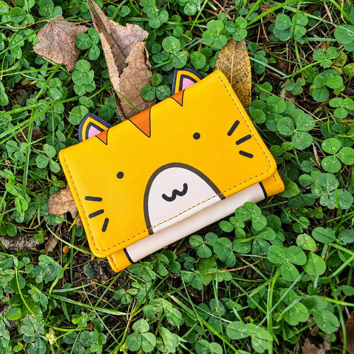 Cute Orange Tabby Cat Billfold Snap Wallet, Kawaii Cat Wallet