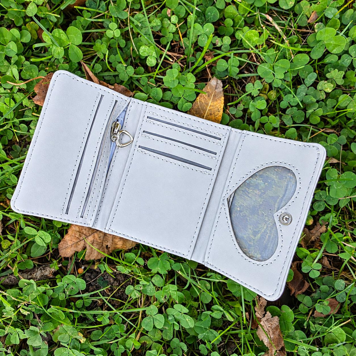 Cute Gray Tabby Cat Billfold Snap Wallet, Kawaii Cat Wallet