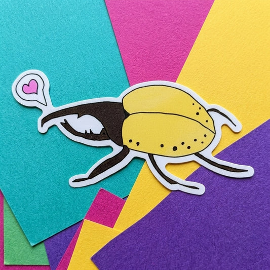 Hercules Beetle Heart Vinyl Die-Cut Sticker