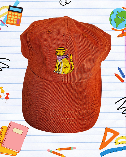 Orange Meowdy Cowboy Cat Baseball Dad Hat
