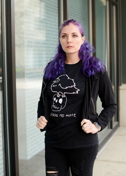 Please No More Nevermore Raven Screen Printed T-Shirt