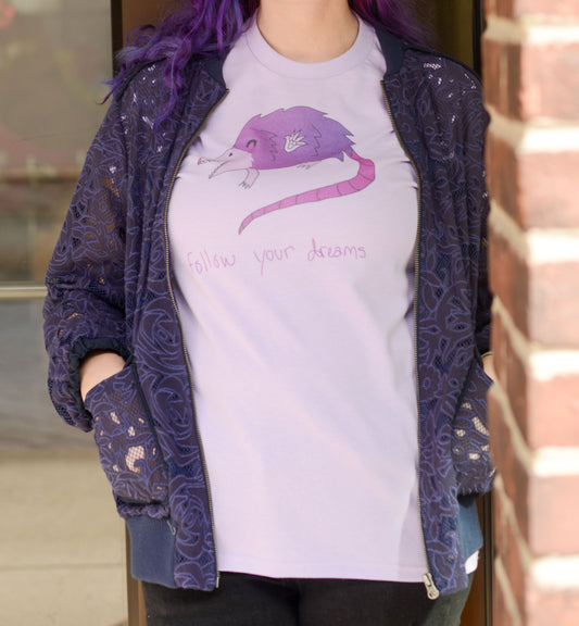 Follow Your Dreams Purple Winged Possum Novelty T-Shirt