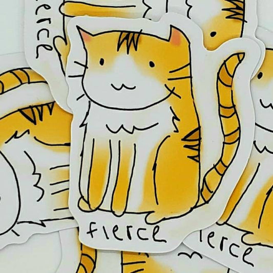 Fierce Cat 3 inch Vinyl Die Cut Sticker