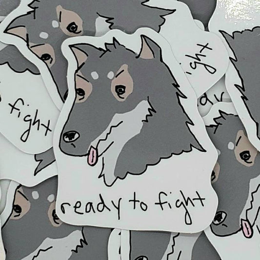 Ready to Fight Motivational Wolf 3 inch Vinyl Die-Cut Sticker
