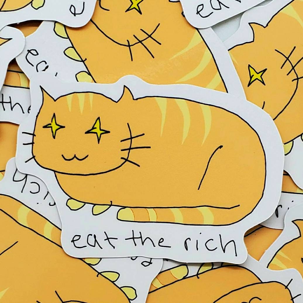 Eat the Rich Cat 3 inch Vinyl Die-Cut Sticker