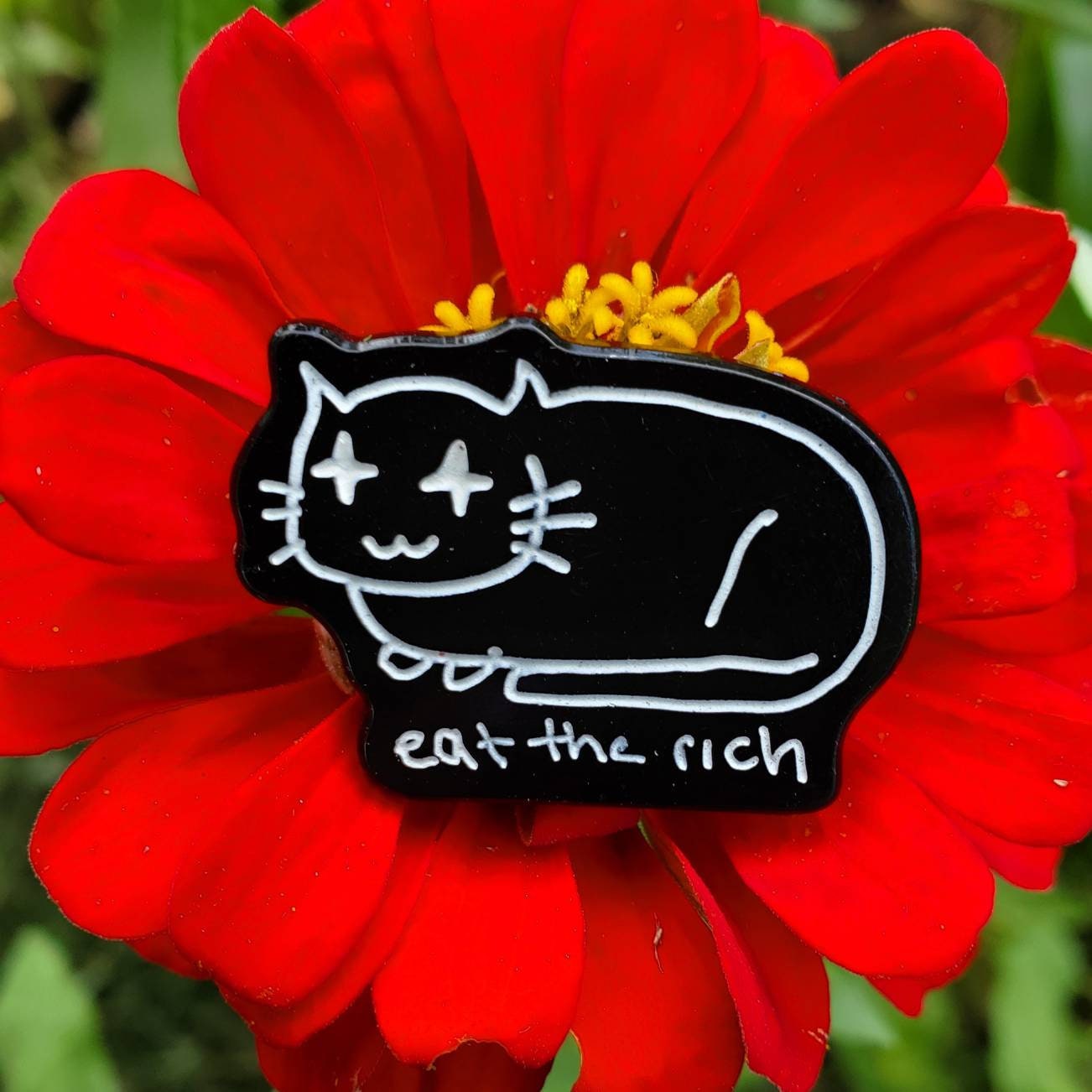 Eat the Rich Cat Glow-in-the-Dark Enamel Pin