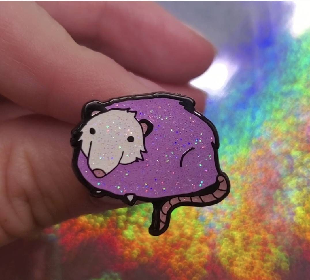 Holographic Pastel Fabulous Possum Enamel Pin
